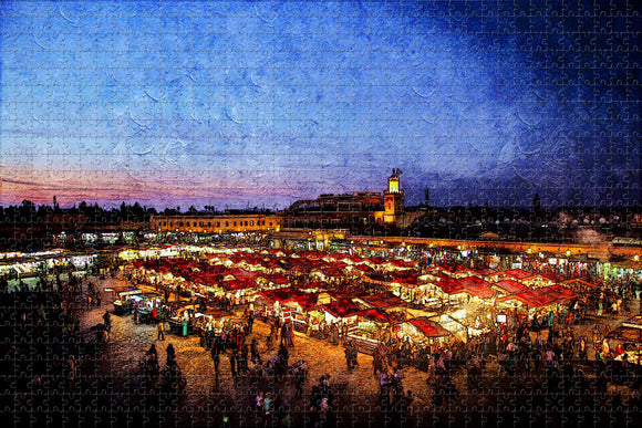 Morocco Jemaa Marketplace  Marrakech Jigsaw Puzzle Wooden 1000 Piece