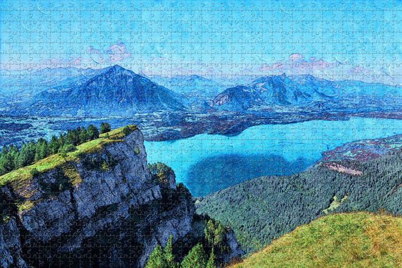 Switzerland Niederhorn Beatenberg Lake Jigsaw Puzzle Wooden 1000 Piece