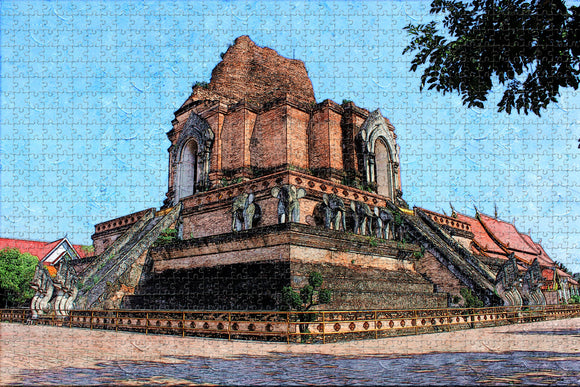 Thailand Wat Chedi Luang Varavihara Chiang Mai Jigsaw Puzzle Wooden 1000 Piece