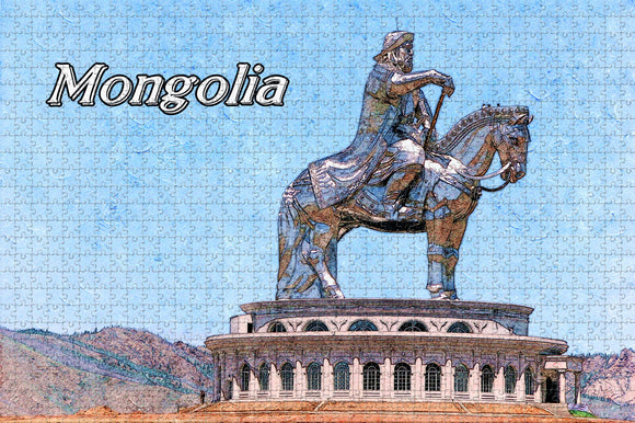 Statue of Chinggis Khan Ulaanbaatar Mongolia Jigsaw Puzzle Wooden 1000 Piece