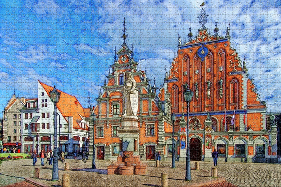 Riga Town Hall Square Latvia Jigsaw Puzzle Wooden 1000 Piece