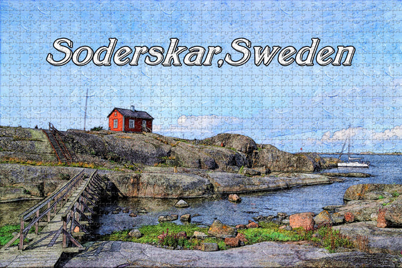 Sweden Soderskar Lighthouse Jigsaw Puzzle Wooden 1000 Piece