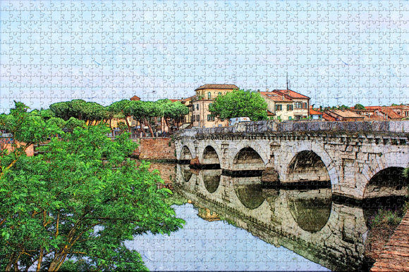 Italy Tiberio Bridge Rimini Jigsaw Puzzle Wooden 1000 Piece