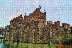 Belgium Gravensteen Castle Ghent Jigsaw Puzzle Wooden 1000 Piece