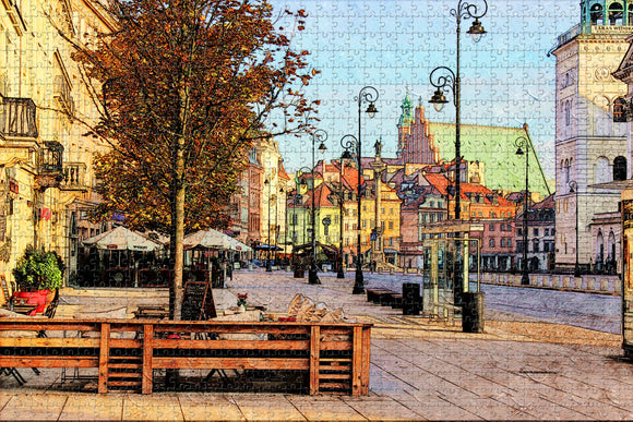 Poland Castle Square Warsaw Jigsaw Puzzle Wooden 1000 Piece