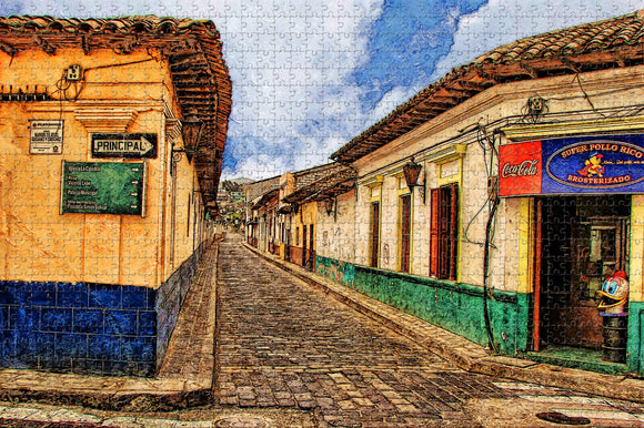 Guatemala Cobblestone Street Jigsaw Puzzle Wooden 1000 Piece