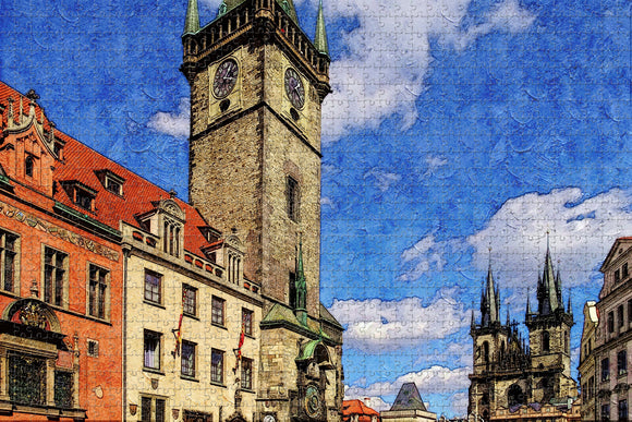 Czech Old Town Hall with Astronomical Clock Prague Jigsaw Puzzle Wooden 1000 Piece