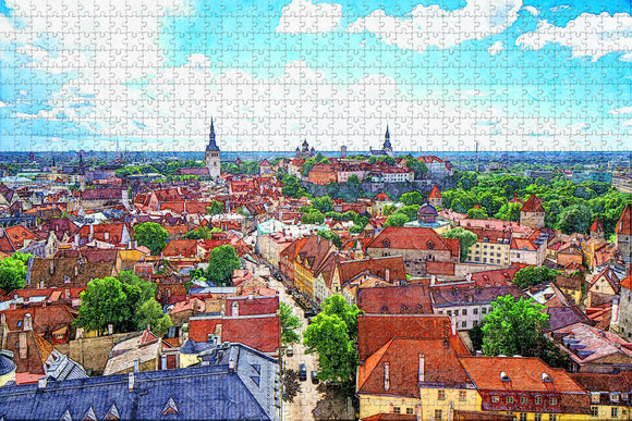 Estonia Tallinn Estonia Old Town Jigsaw Puzzle Wooden 1000 Piece