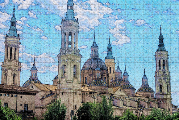 Spain Pilar Cathedral Zaragoza Jigsaw Puzzle Wooden 1000 Piece