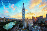 Korea Lotte World Tower Seoul Puzzle aus Holz, 1000 Teile