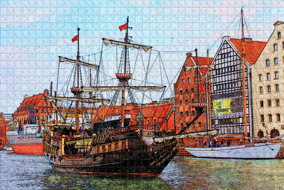 Poland Old Town Gdansk Jigsaw Puzzle Wooden 1000 Piece