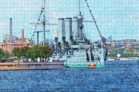 Russia Cruiser Aurora St. Petersburg Jigsaw Puzzle Wooden 1000 Piece