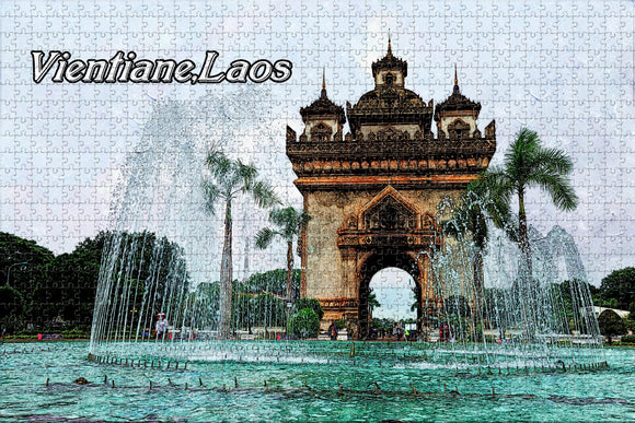 Laos Vientiane Monument Jigsaw Puzzle Wooden 1000 Piece