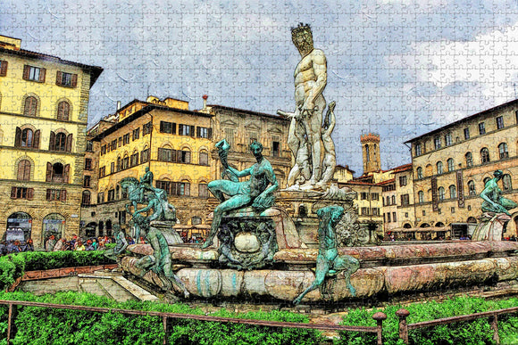 Italy Piazza della Signoria Fountain Florence Jigsaw Puzzle Wooden 1000 Piece