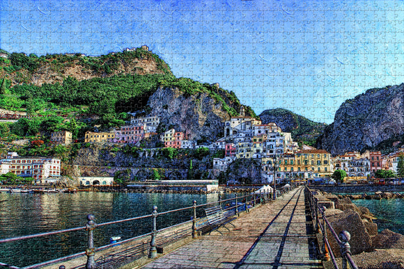 Italy Port Amalfi Coast Jigsaw Puzzle Wooden 1000 Piece