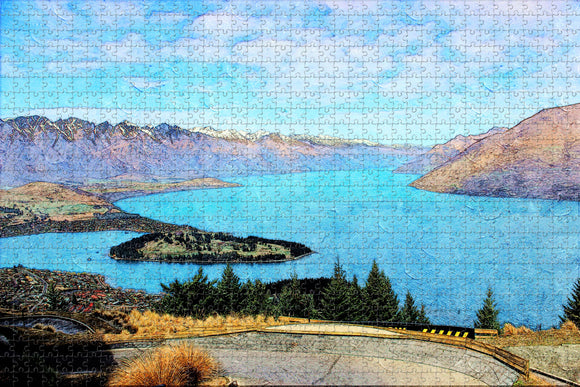 New Zealand Lake Wakatipu Queenstown Jigsaw Puzzle Wooden 1000 Piece