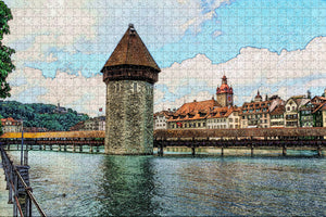 Switzerland Chapel Bridge Lucerne Jigsaw Puzzle Wooden 1000 Piece