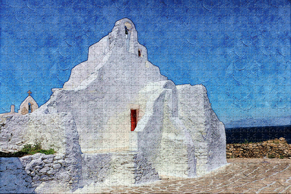 Greece Chapel Mykonos Jigsaw Puzzle Wooden 1000 Piece