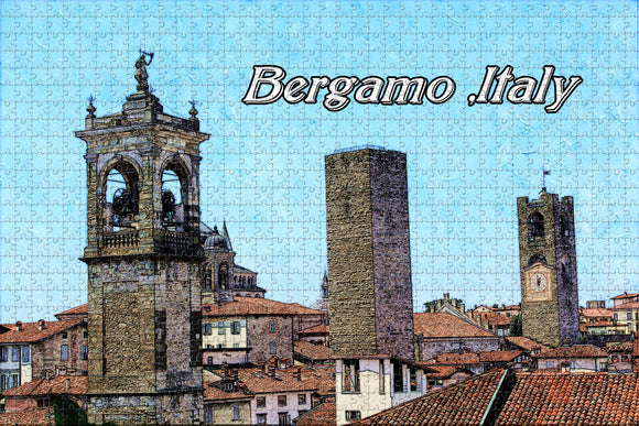 Italy The High City Bergamo Jigsaw Puzzle Wooden 1000 Piece