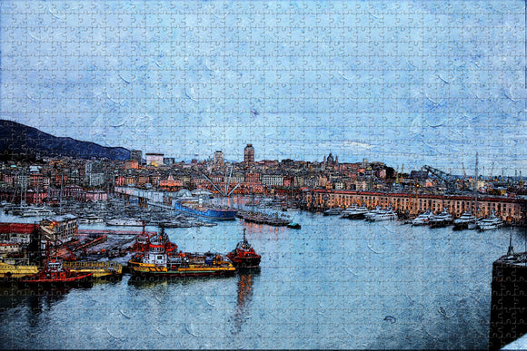 Italy Old Harbour Genoa Jigsaw Puzzle Wooden 1000 Piece