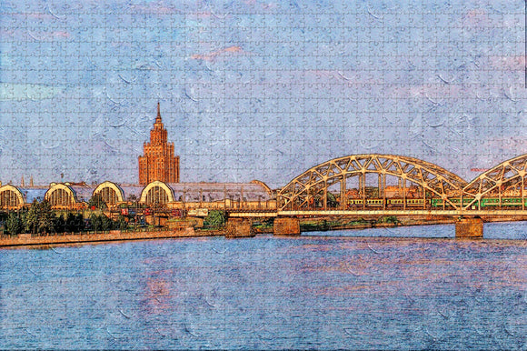 Latvia Riga Daugava Bridge Jigsaw Puzzle Wooden 1000 Piece