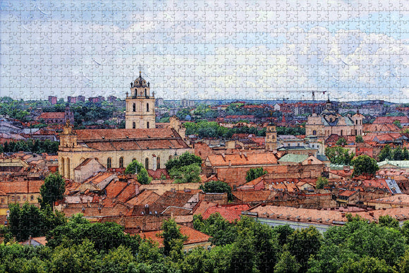 Old Town Vilnius Lithuania Jigsaw Puzzle Wooden 1000 Piece