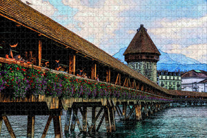 Switzerland Lucerne Chapel Bridge Jigsaw Puzzle Wooden 1000 Piece