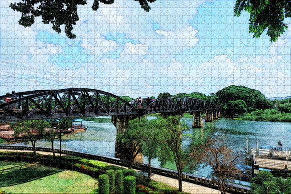 Thailand khwae River Bridge Kanchanaburi Jigsaw Puzzle Wooden 1000 Piece