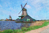 Holland Windmühle De Adriaan Haarlem Puzzle aus Holz, 1000 Teile