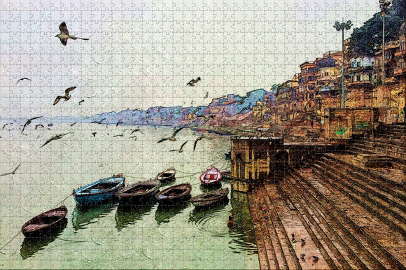 India Ganges River Varanasi Jigsaw Puzzle Wooden 1000 Piece