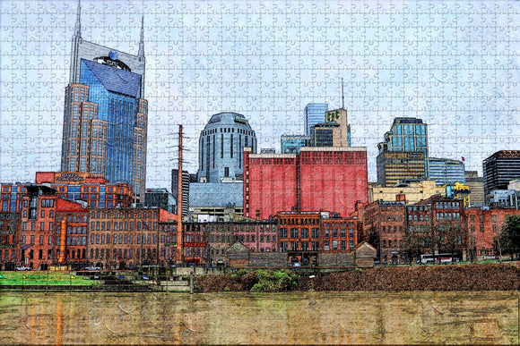 Nashville Skyline USA Jigsaw Puzzle Wooden 1000 Piece