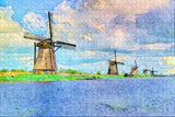 Netherlands Holland Kinderdijk Windmill Jigsaw Puzzle Wooden 1000 Piece