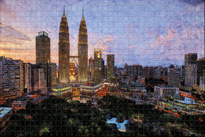 Malaysia Petronas Twin Towers Kuala Lumpur Jigsaw Puzzle Wooden 1000 Piece