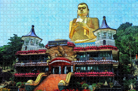 Sri Lanka Golden Temple of Dambulla Jigsaw Puzzle Wooden 1000 Piece