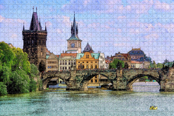 Czech Charles Bridge Prague Jigsaw Puzzle Wooden 1000 Piece