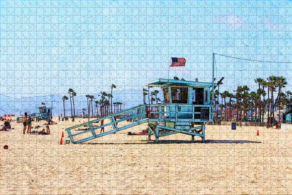 USA America Beach Lifeguard Tower Los Angeles Jigsaw Puzzle Wooden 1000 Piece