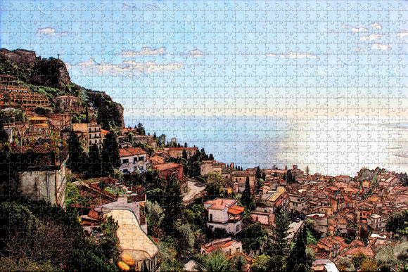 Italy Taormina Sicily Beach Jigsaw Puzzle Wooden 1000 Piece