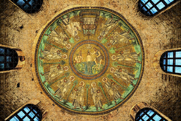 Italy Ravenna Basilica Mosaic Ceiling Jigsaw Puzzle Wooden 1000 Piece