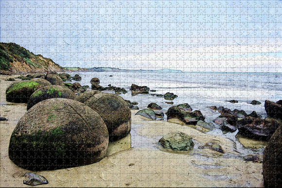 New Zealand Moeraki Boulders Oamaru Jigsaw Puzzle Wooden 1000 Piece