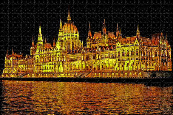 Hungary Budapest Night Jigsaw Puzzle Wooden 1000 Piece