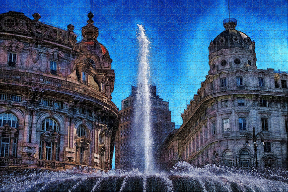 Italy Genoa Piazza Jigsaw Puzzle Wooden 1000 Piece
