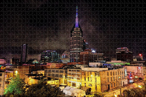 Nashville Downtown Night USA Jigsaw Puzzle Wooden 1000 Piece