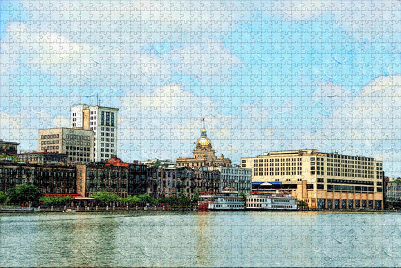 Savannah Georgia  Riverfront USA Jigsaw Puzzle Wooden 1000 Piece