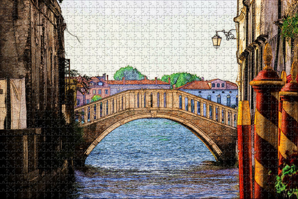 Italy Chioggia Bridge Jigsaw Puzzle Wooden 1000 Piece