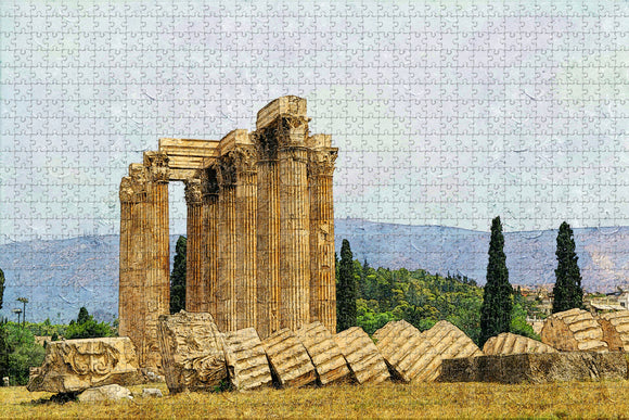 Greece Temple of Olympian Zeus Athens Jigsaw Puzzle Wooden 1000 Piece