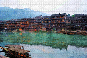 China Hunan Phoenix Ancient City Jigsaw Puzzle Wooden 1000 Piece