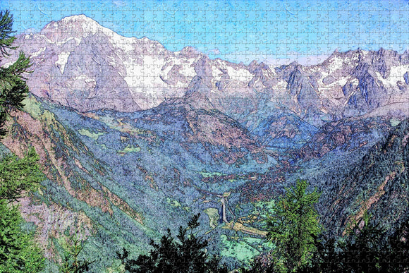 Italy Courmayeur Mont Blanc Alps Jigsaw Puzzle Wooden 1000 Piece