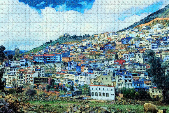 Morocco Chefchaouen Medina Jigsaw Puzzle Wooden 1000 Piece