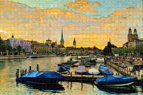 Switzerland Lake Zurich Limmat Jigsaw Puzzle Wooden 1000 Piece