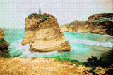 Pigeon Rocks in Raouche Beirut Lebanon Jigsaw Puzzle Wooden 1000 Piece